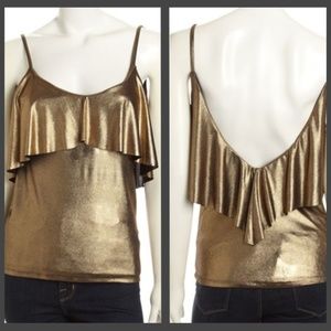 NWT Tart Ruffle Cami in Gold Liquid